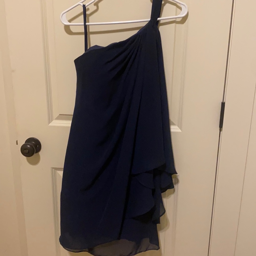 Formal one shoulder navy dress